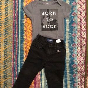 12-18 Month Black Jeans and born to rock bodysuit